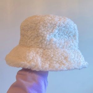 White Fuzzy Bucket Hat